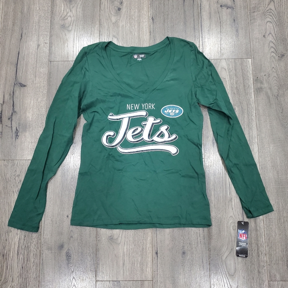 NFL | NWT Women's Green Vneck Long Sleeve Jets Tee